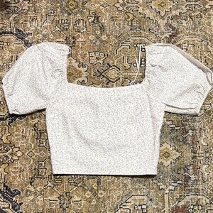 Sophie Rue White Puff Sleeve Crop Top